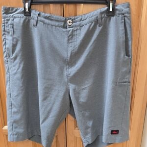 Pelagic Gray Flat Front Shorts with Relaxed Fit